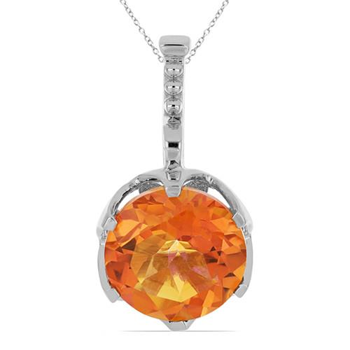 BUY 925 SILVER REAL PADPARADSCHA QUARTZ BIG STONE PENDANT